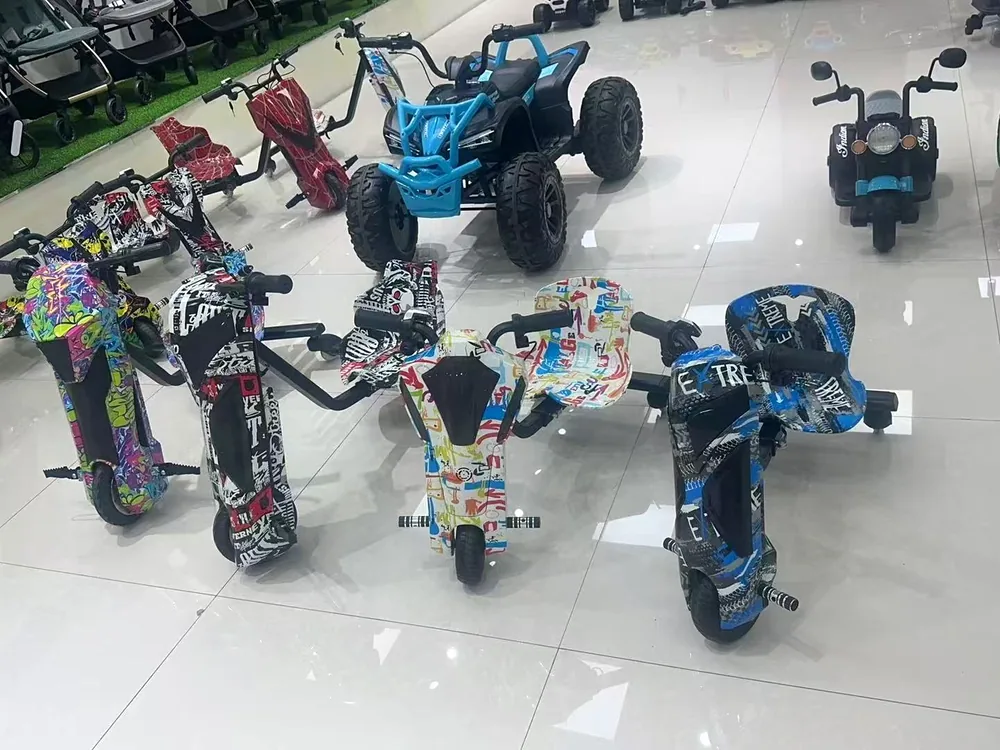 Finished kids ride-on products displayed in our showroom